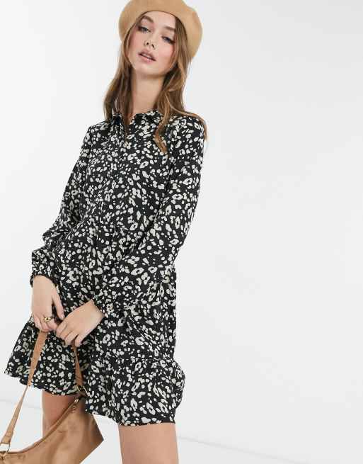 Vestido camisero negro con estampado animal de New Look, 4 de 4