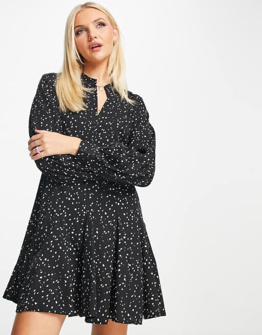 Vestido camisero negro con estampado de lunares Sindell de JDY, 4 de 4