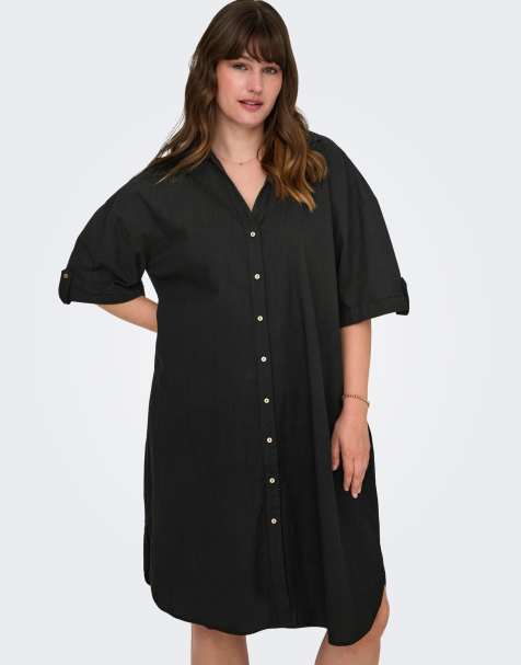 Vestido camisero negro de ONLY Curve - view 1