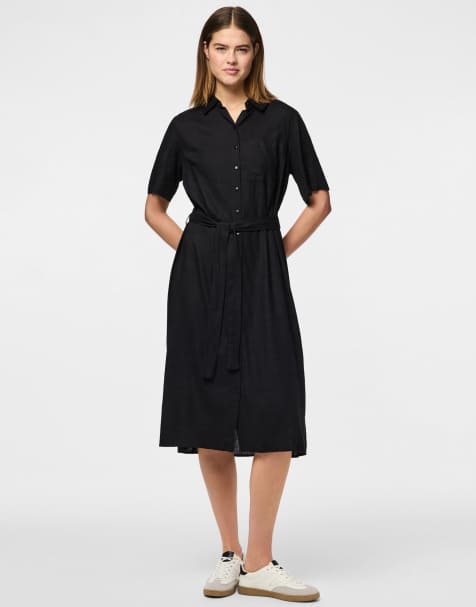 Vestido camisero negro de Pieces - view 1