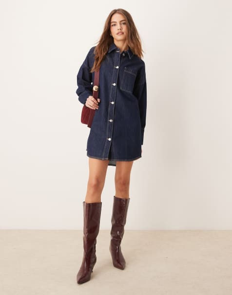 Vestido camisero vaquero azul añil de corte recto de ASOS DESIGN - view 1