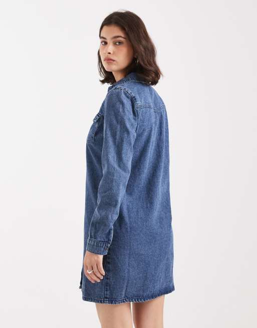 Vestido camisero vaquero azul medio de manga larga de Vero Moda, 4 de 4