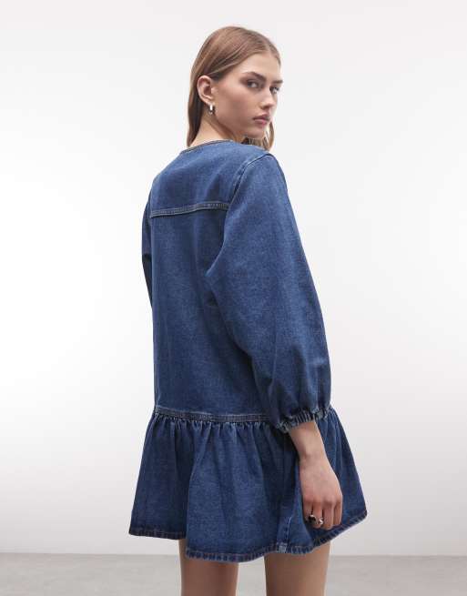 Vestido camisero vaquero con lavado enjuagado de COLLUSION, 2 de 4
