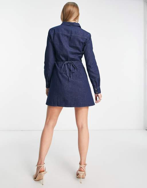 Vestido camisero vaquero corto azul oscuro de & Other Stories , 3 de 4