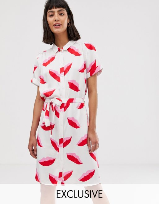 Vestido con estampado de labios Mila exclusivo de Fabienne Chapot