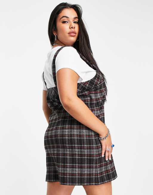 Vestido corto 2 en 1 estilo pichi a cuadros de ASOS DESIGN Curve, 2 de 4
