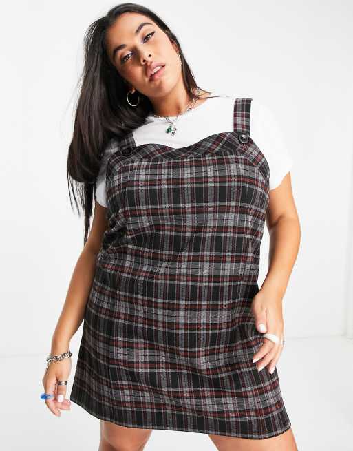 Vestido corto 2 en 1 estilo pichi a cuadros de ASOS DESIGN Curve, 4 de 4