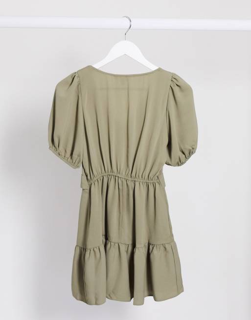 Vestido corto a capas color caqui de Miss Selfridge Petite , 2 de 3