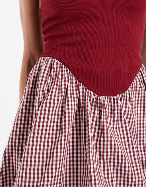 Vestido corto a cuadros vichy con bajo abullonado de ASOS DESIGN, 2 de 4