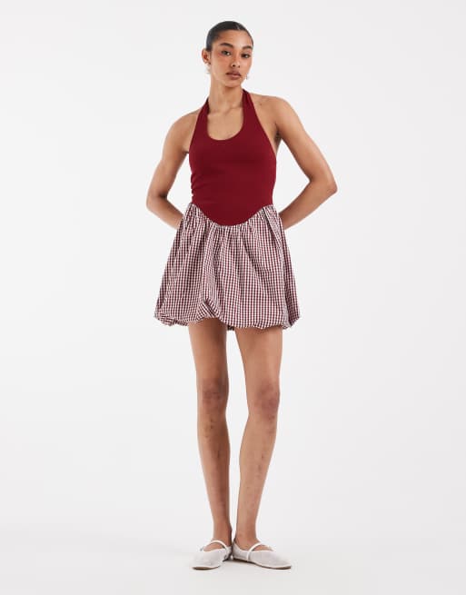 Vestido corto a cuadros vichy con bajo abullonado de ASOS DESIGN, 3 de 4