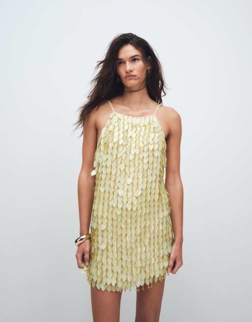 Vestido corto amarillo con abalorios de ASOS DESIGN, 2 de 11