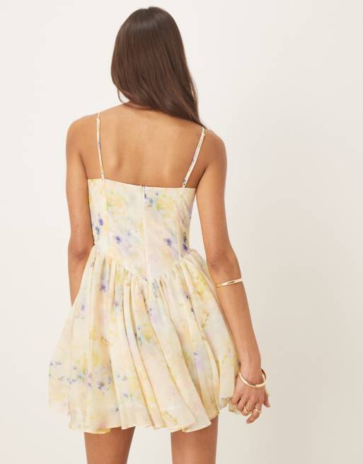 Vestido corto amarillo pálido con detalle estilo corsé Ashta de Bardot, 4 de 4