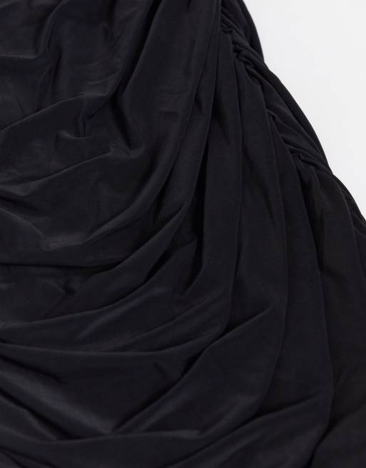 Vestido corto asimétrico ceñido en negro de Missguided Petite, 3 de 4
