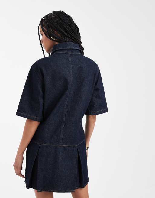 Vestido corto azul añil con cintura baja de ASOS DESIGN, 4 de 4