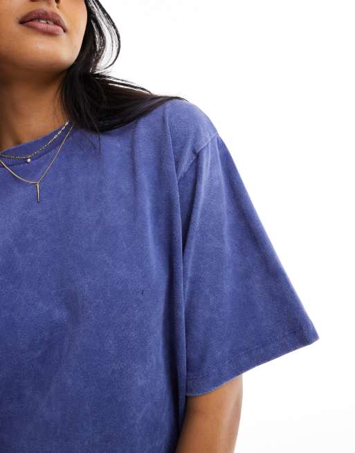 Vestido corto azul denim lavado estilo camiseta extragrande de ASOS DESIGN, 4 de 4