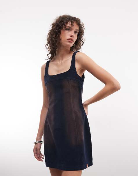 Vestido corto azul marino lavado de pana de COLLUSION - view 1