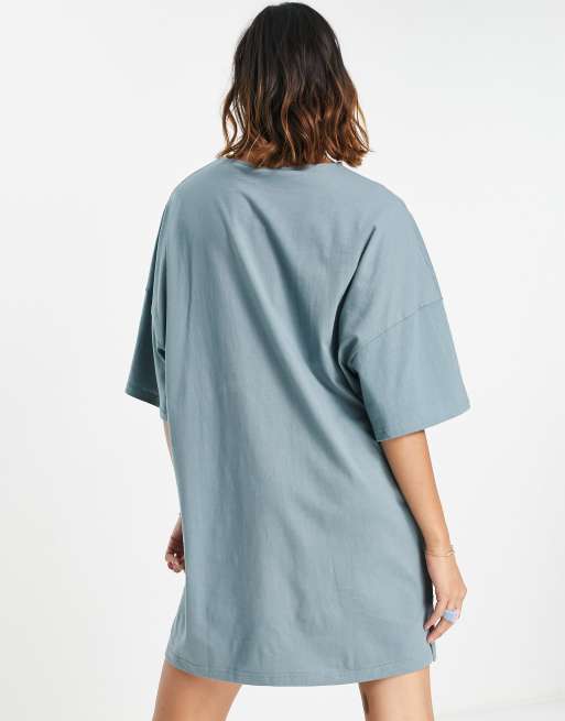 Vestido corto azul polvoriento estilo camiseta de Noisy May, 3 de 4