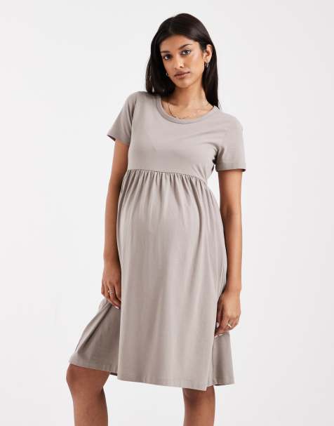 Vestido corto beis amplio estilo camiseta de Mamalicious Maternity - view 1