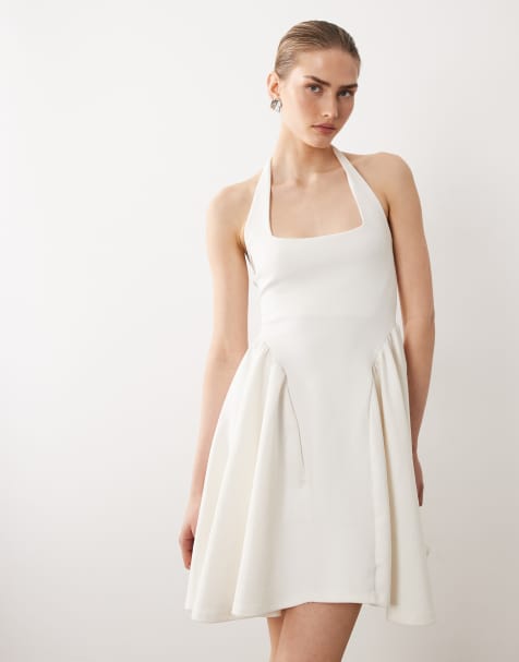 Vestido corto blanco con cuello halter de New Look - view 1