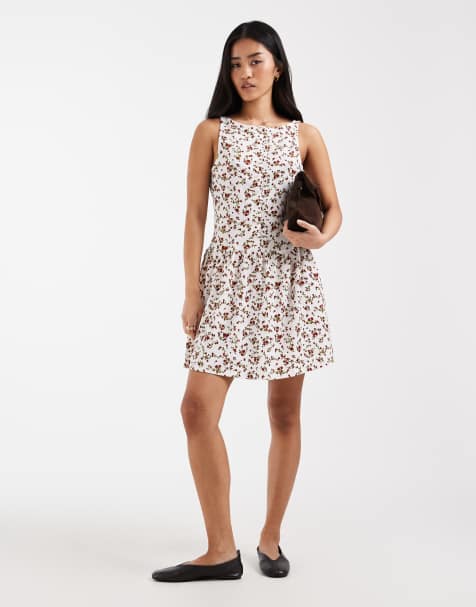 Vestido corto blanco con estampado floral de ONLY - view 1