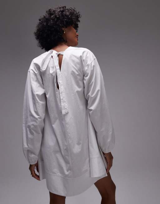 Vestido corto blanco de estilo babydoll de popelina de Topshop, 2 de 4