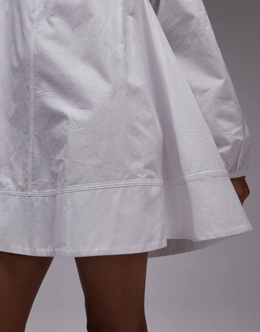 Vestido corto blanco de estilo babydoll de popelina de Topshop, 4 de 4