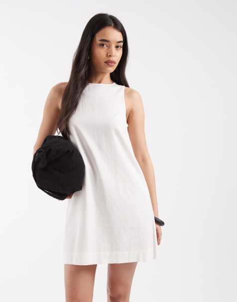 Vestido corto blanco de mezcla de lino de JJXX - view 1