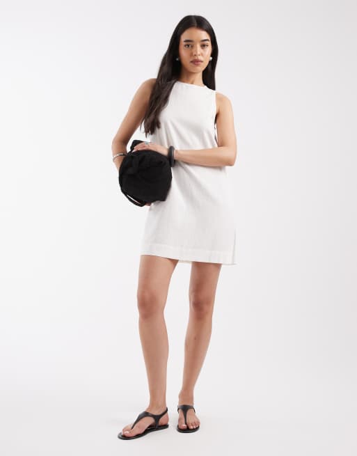 Vestido corto blanco de mezcla de lino de JJXX, 2 de 4