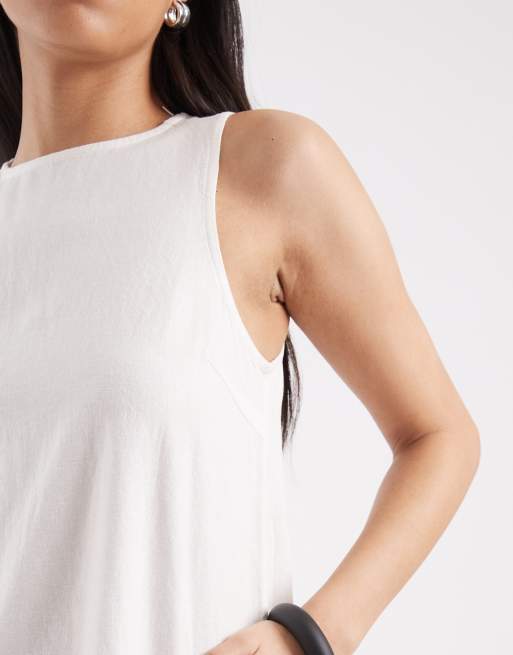 Vestido corto blanco de mezcla de lino de JJXX, 3 de 4