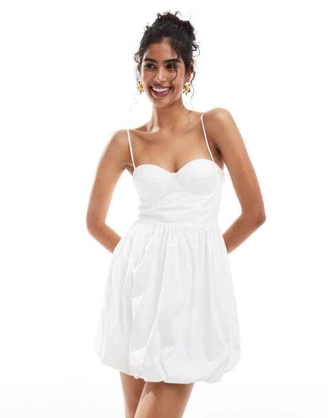 Vestido corto blanco estilo corsé con bajo abombado de Mango - view 1