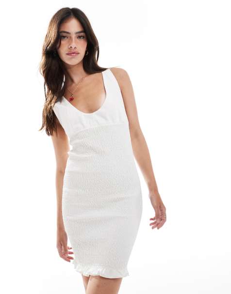 Vestido corto blanco fruncido con cuello halter de ASOS DESIGN - view 1