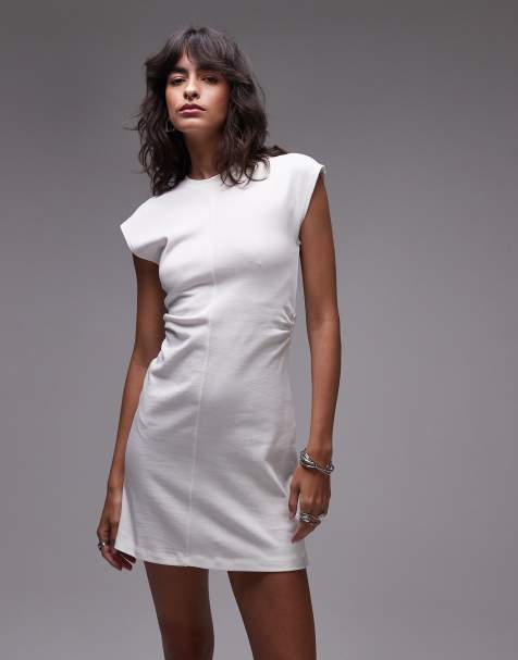 Vestido corto blanco marfil estructurado con cintura entallada de Topshop - view 1