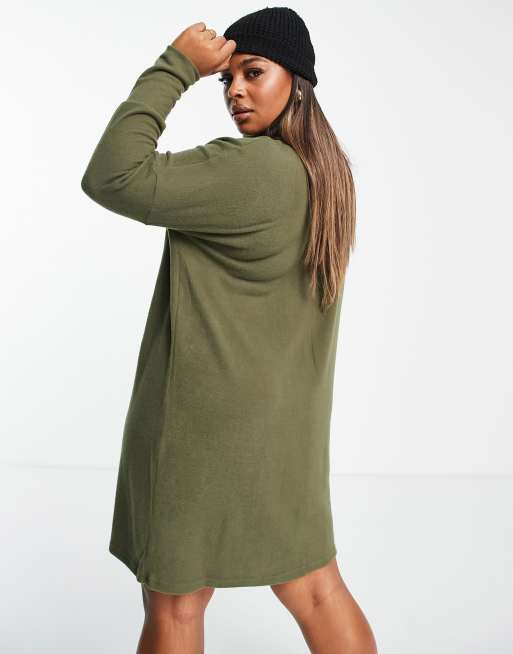 Vestido corto caqui estilo jersey con cuello vuelto de Noisy May Curve , 2 de 4