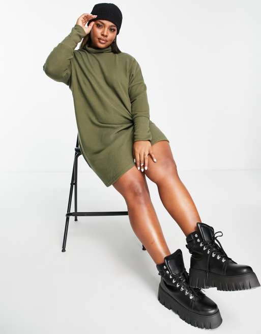 Vestido corto caqui estilo jersey con cuello vuelto de Noisy May Curve , 4 de 4