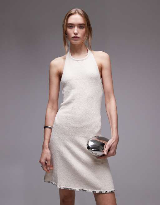 Vestido corto color crema con cuello halter de punto Martini de Rhythm