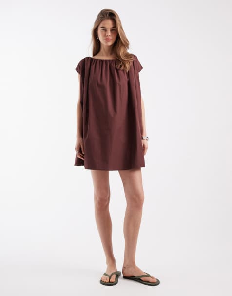 Vestido corto color óxido voluminoso y abullonado de ASOS DESIGN - view 1