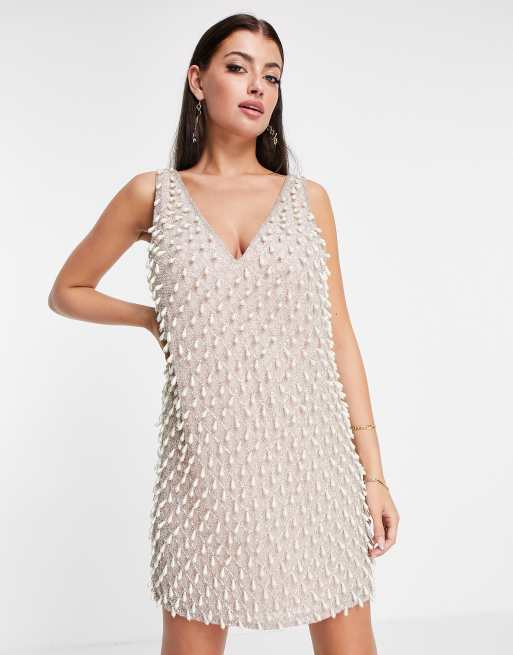 Vestido corto con diseño perlas en forma de lágrima de ASOS EDITION | ASOS