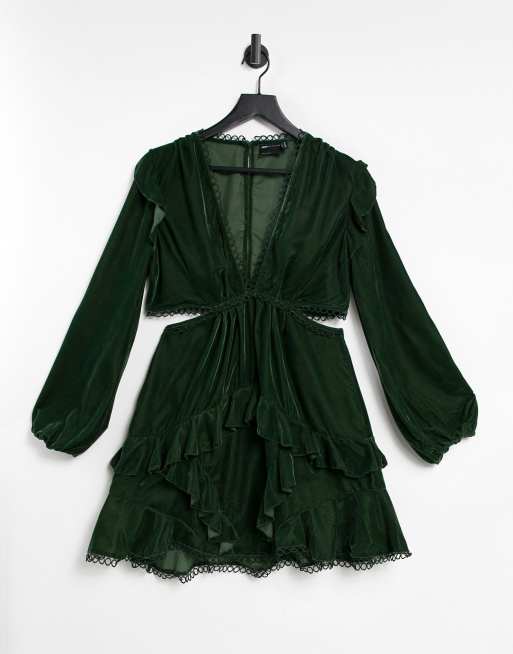 Vestido corto con ribete circular de terciopelo de ASOS DESIGN