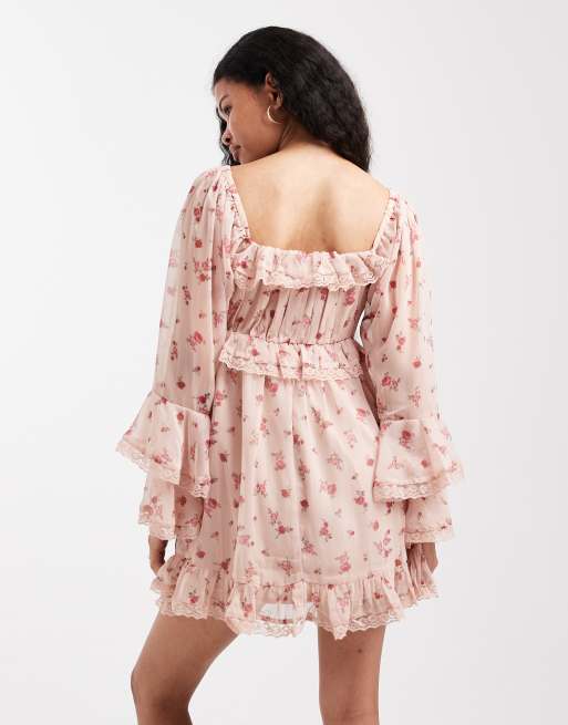 Vestido corto con volantes de chifón de Miss Selfridge Petite, 2 de 4