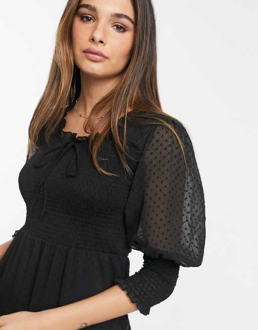 Vestido corto de malla de plumeti en negro de Vero Moda, 3 de 4