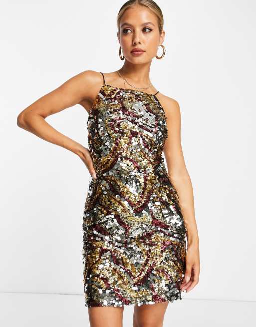 Vestido corto de tirantes con diseño de lentejuelas de French Connection