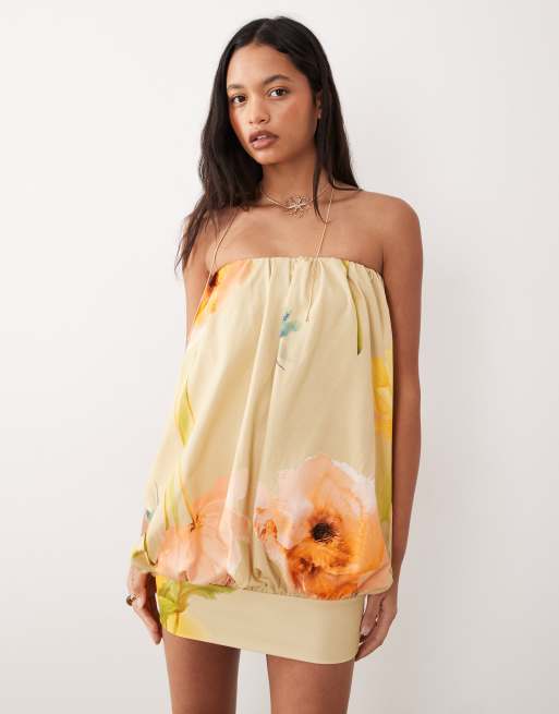 Vestido corto estampado con bajo abullonado de ASOS DESIGN, 3 de 4