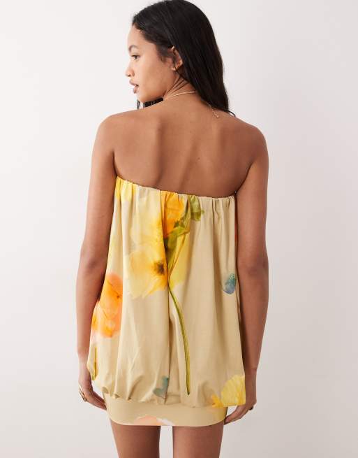 Vestido corto estampado con bajo abullonado de ASOS DESIGN, 4 de 4