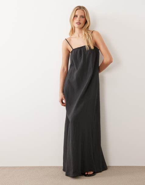 Vestido corto gris carbón de tirantes de bambula de JDY - view 1