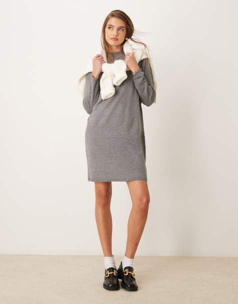 Vestido corto gris con cuello alto de punto de JDY - view 1