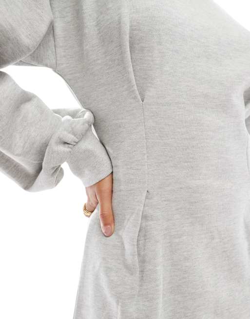 Vestido corto gris lavado estilo sudadera con cintura ceñida de ASOS DESIGN, 3 de 4