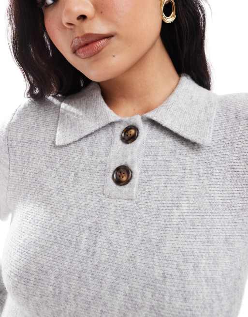 Vestido corto gris paloma de punto voluminoso de Bardot , 2 de 4