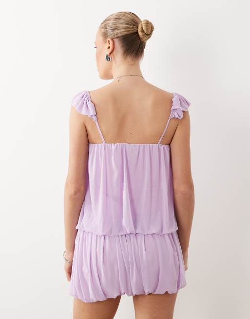 Vestido corto lila con bajo abullonado de ASOS DESIGN, 4 de 4