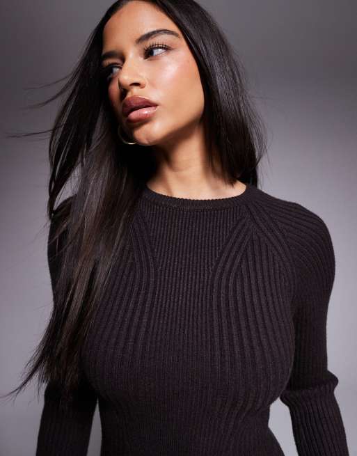 Vestido corto marrón oscuro de punto de River Island, 2 de 4