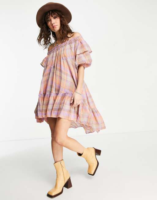 Vestido corto multicolor a cuadros vichy Amelie de Free People